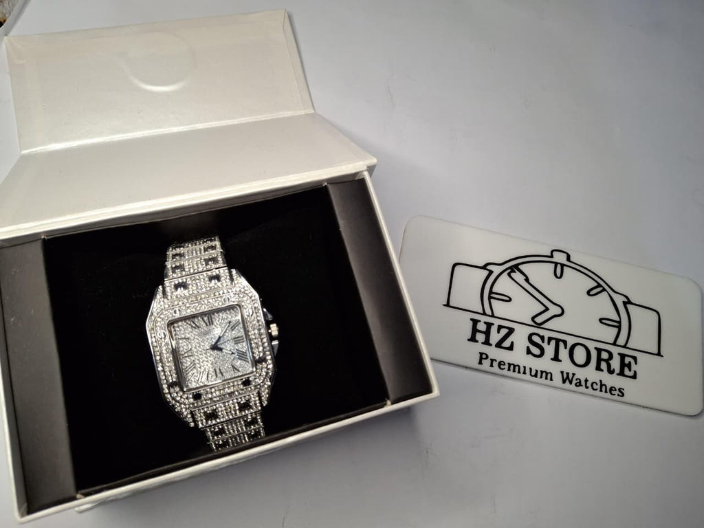 Cartier Inspired Fully Stone Luxury Watch - Premium Iced Out Timepiece